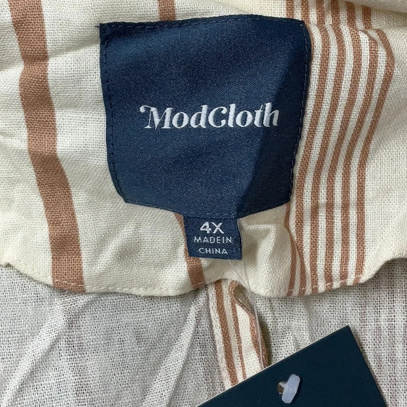 ModCloth New Opportunity Linen-Blend Blazer Jacket Stripes Plus Size 4X NWT - Picture 8 of 10